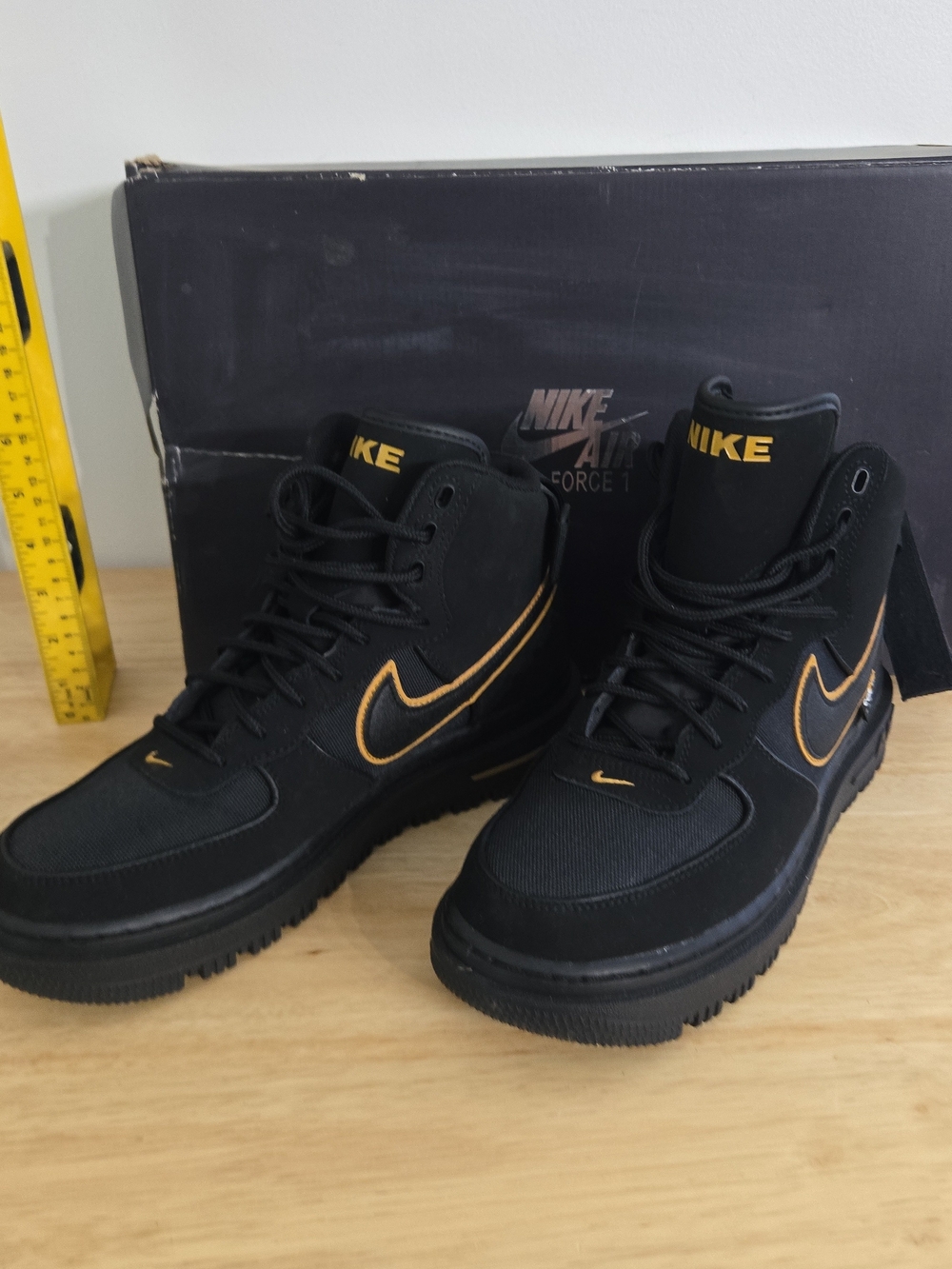 Nike Air Force 1 Boot Cordura 'Black Gold' Mens US 8  [DO6702-001 *great Preowne